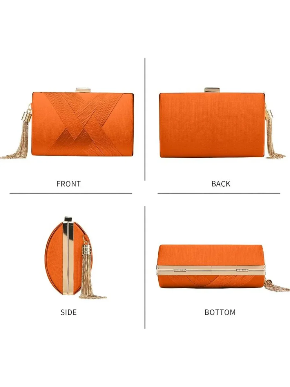 👜 Women's Orange Tassel Evening Clutch bag Crossbody Night out Clutch Purses